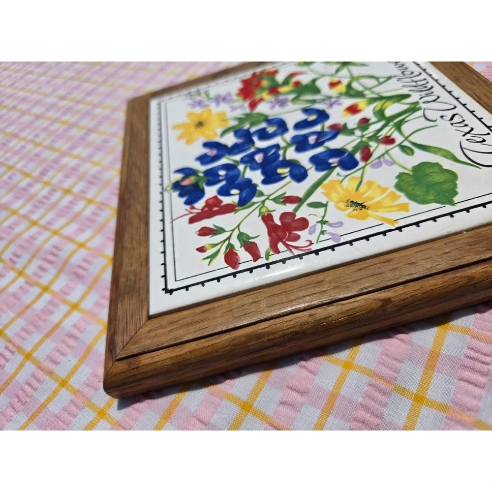 Texas Wildflowers Trivet Tile Kathryn Designs Handcrafted Kitchen Decor